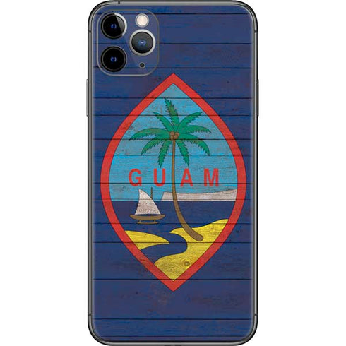 Guam Flag Dark Wood iPhone 11 Pro Max Skin